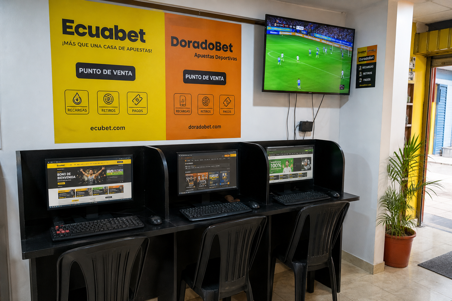 Cyber con publicidad DoradoBet y Ecuabet