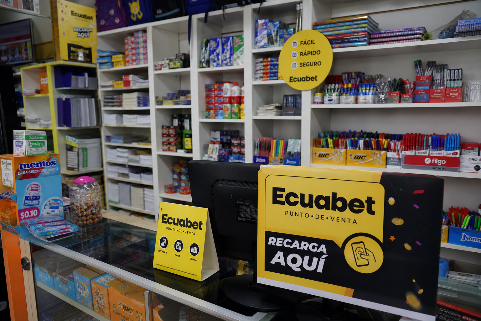 Modelo de papelería como punto de venta Ecuabet