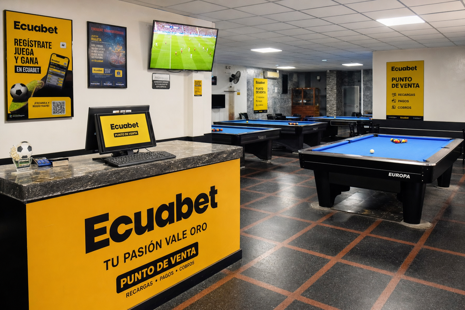 Modelo de billar como punto de venta Ecuabet
